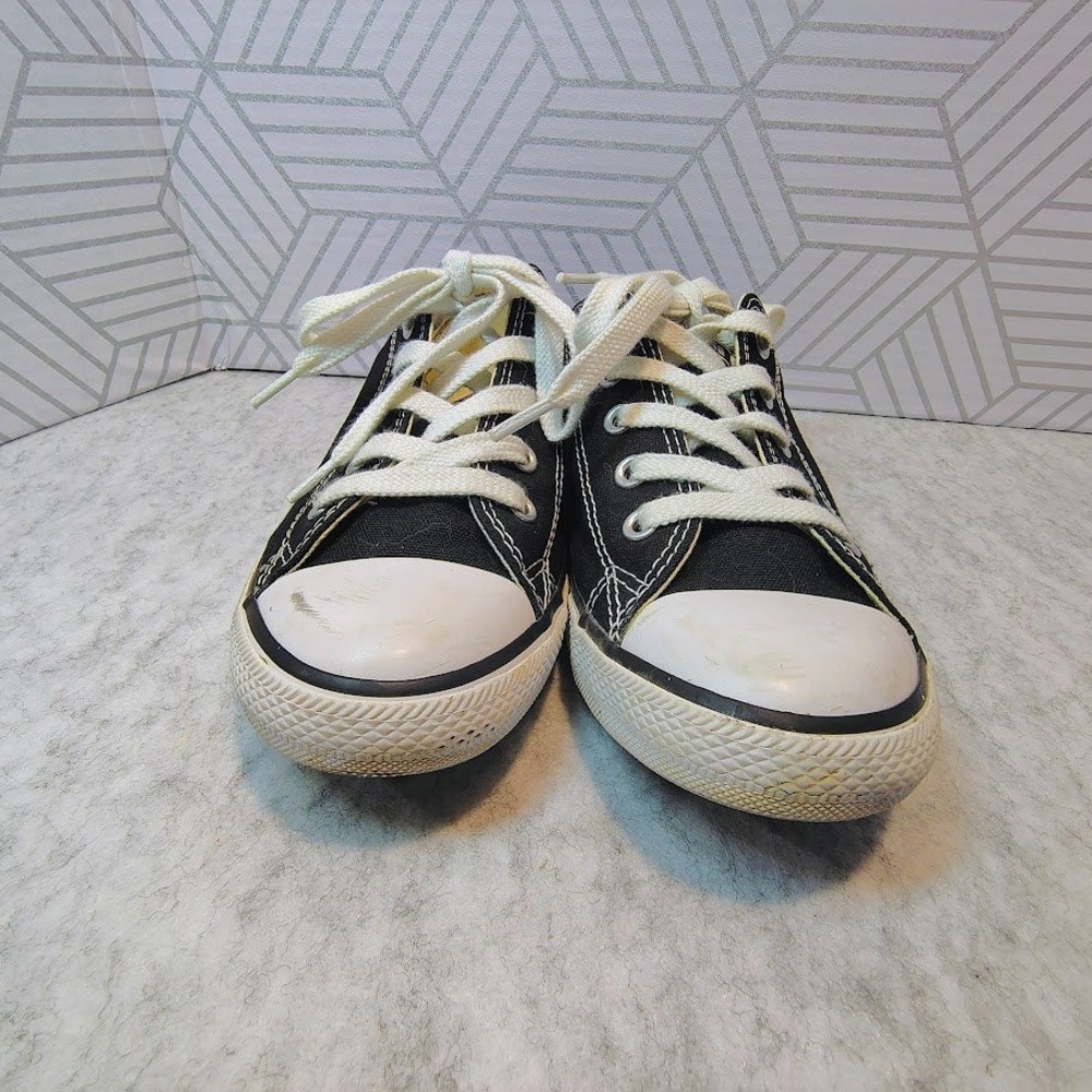 Black Low-Top Canvas Sneakers with White Laces